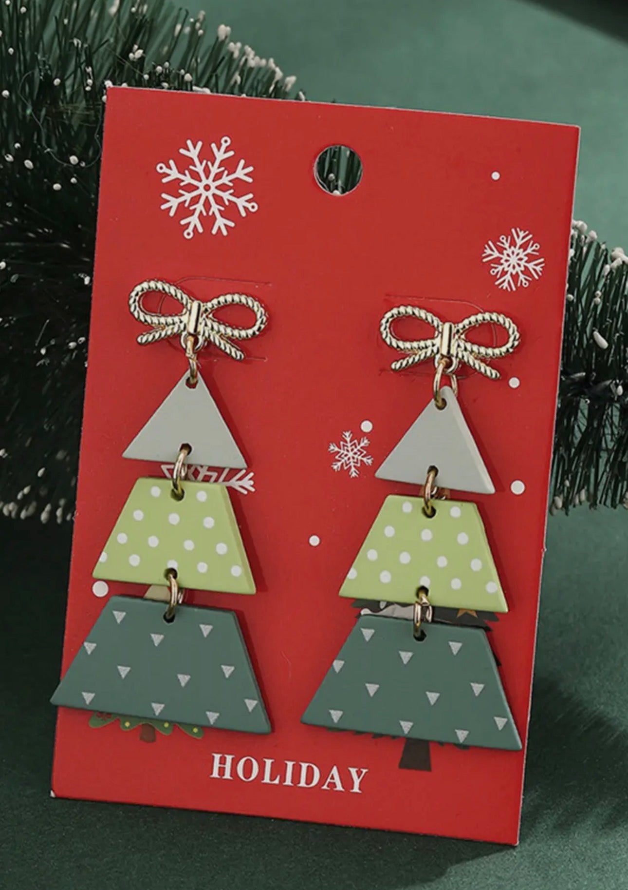 Christmas Tree Dangle Earrings